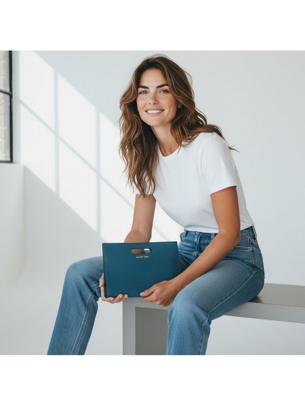 Michael Kors Tilda XL Teal Clutch - Picture 5 of 17